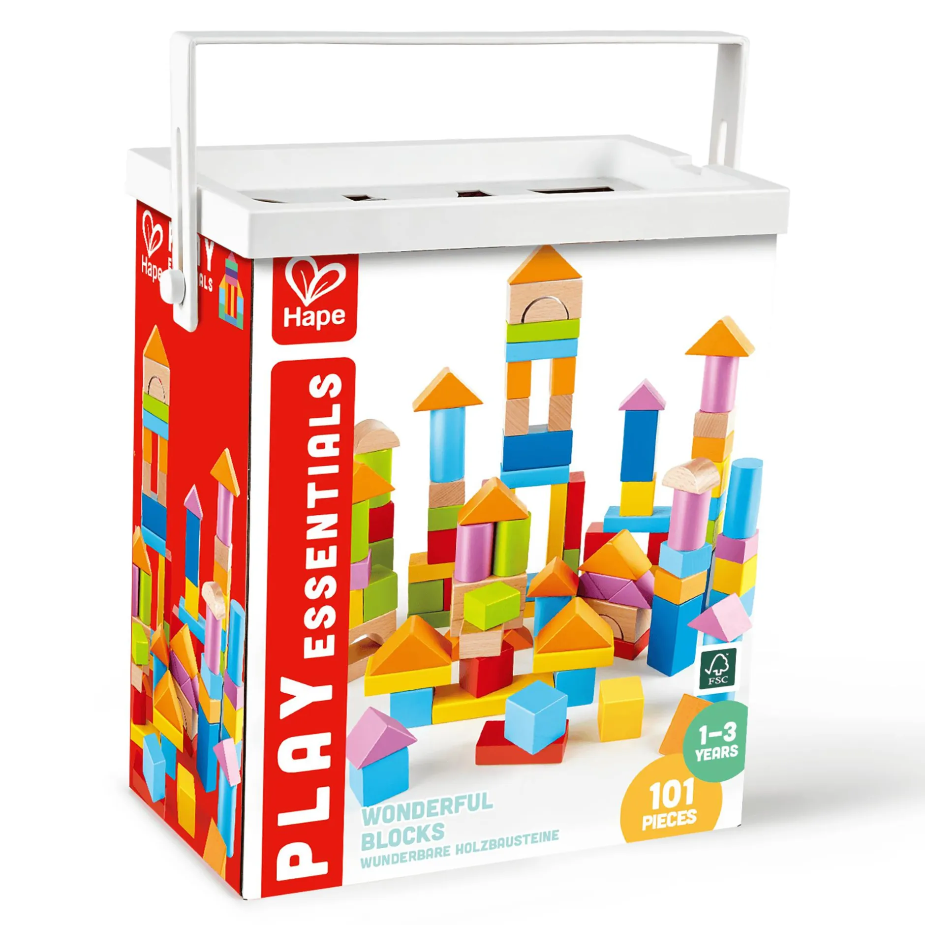 Hape 100 Bausteine aus Holz*Kinder Lernspielzeug|Konstruktionsspielzeug