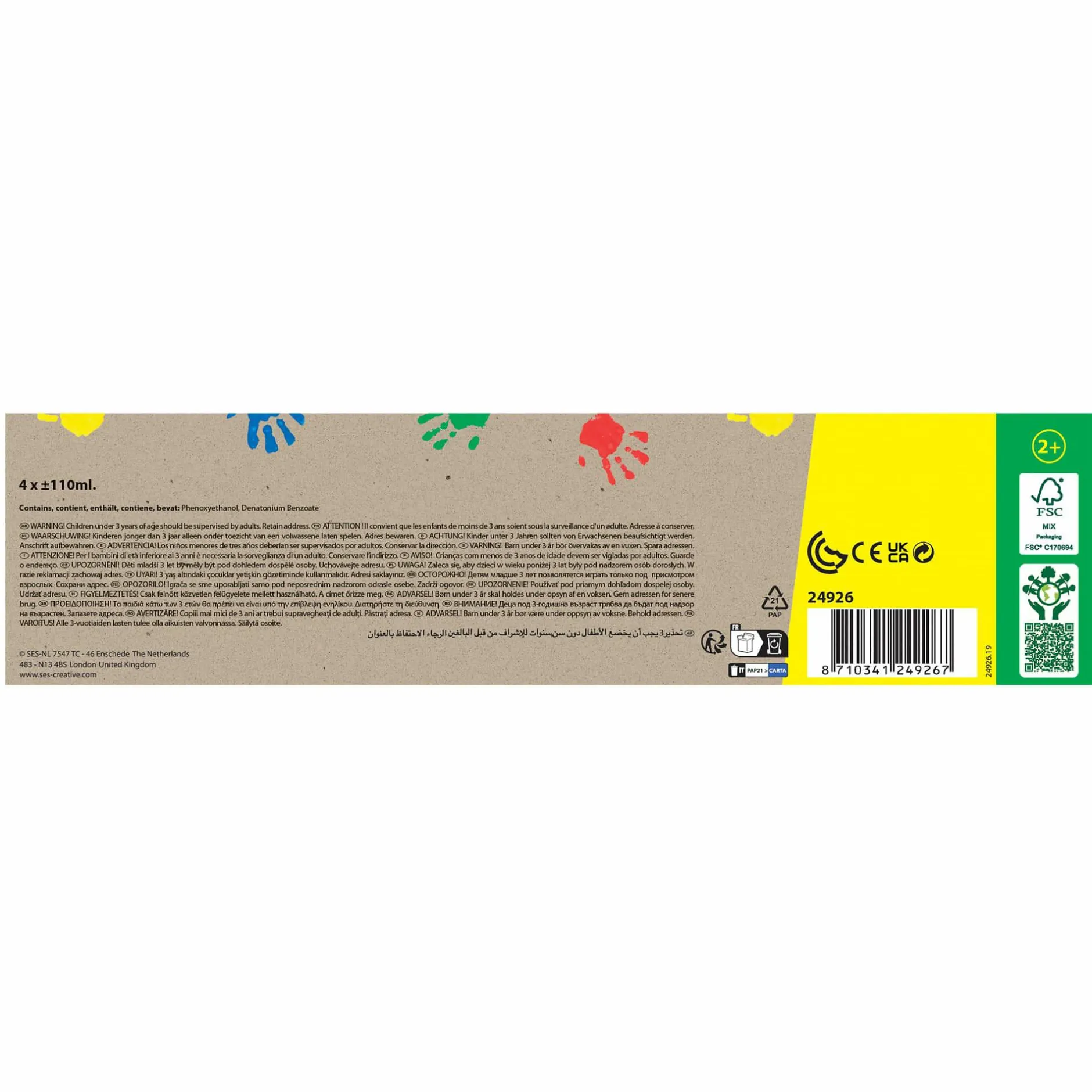 SES CREATIVE 4 Eco Fingerfarben*Kinder Malen & Kneten