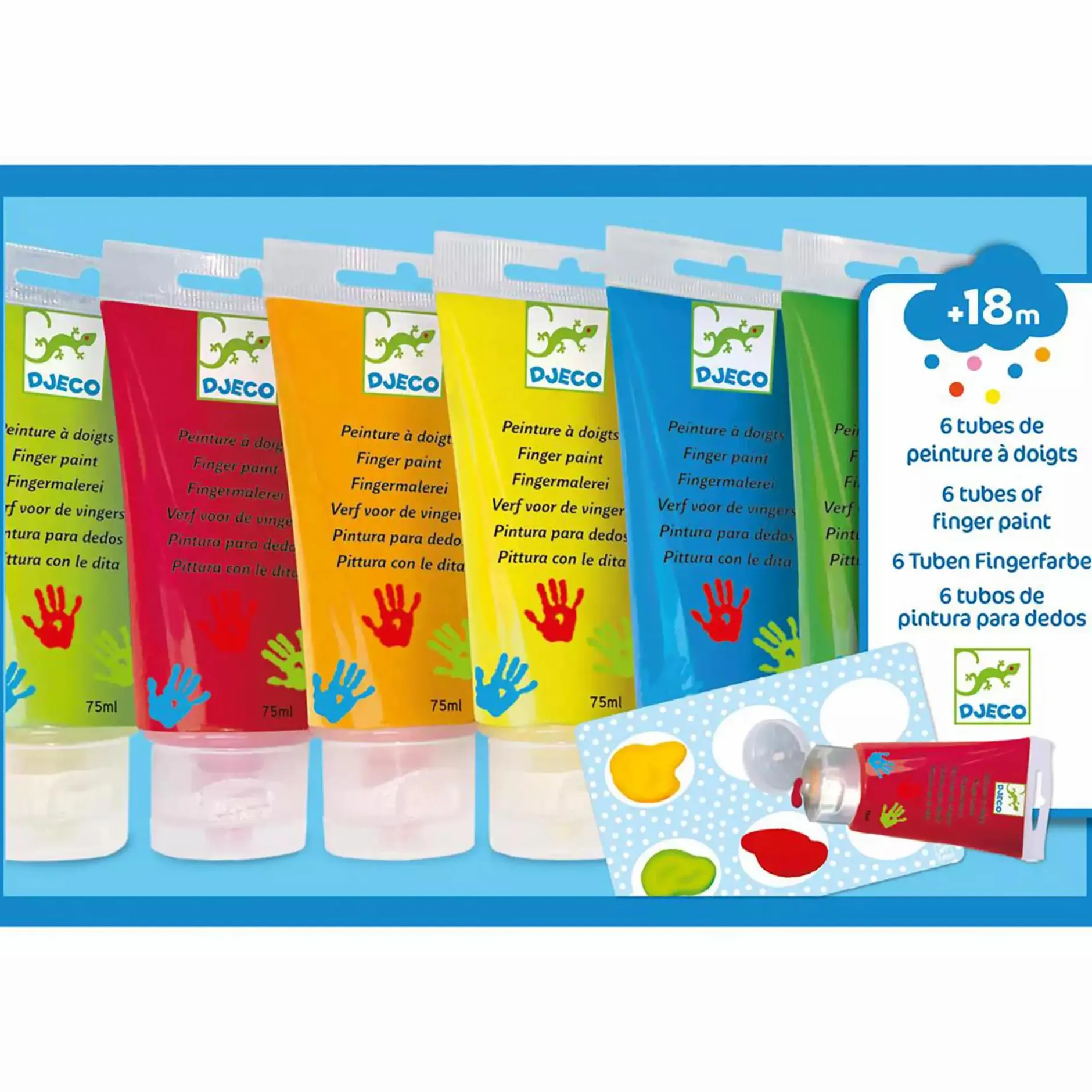 DJECO 6 Tuben Fingerfarbe*Kinder Malen & Kneten