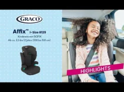 GRACO Affix i-Size R129 Midnight*Kinder Kindersitze Isofix|Kindersitze 15-36 Kg, Gruppe 2/3