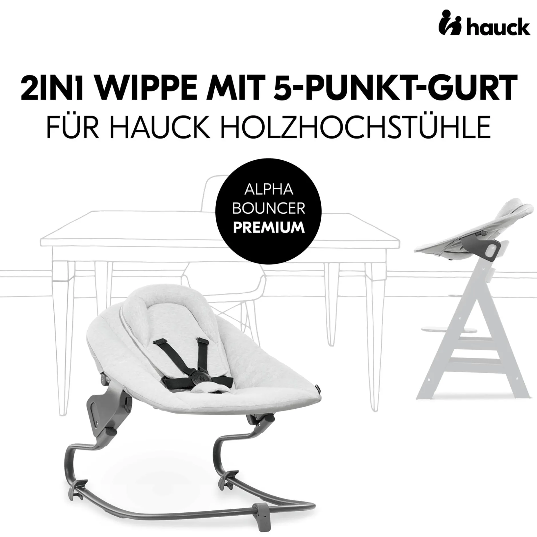 hauck Alpha Bouncer Premium Light grey* Hochstuhl Zubehör|Wippen