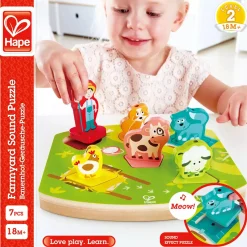 Hape Bauernhof-Geräusche-Puzzle*Kinder Lernspielzeug|Holzspielzeug