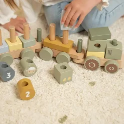 LITTLE DUTCH Bauklotzzug Traktor Little Farm*Kinder Lernspielzeug|Holzspielzeug