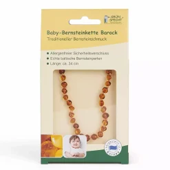 GRu00dcNSPECHT Bernsteinkette Barock congac* Zahnungshilfen