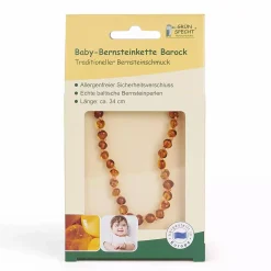 GRu00dcNSPECHT Bernsteinkette Barock congac* Zahnungshilfen
