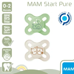 MAM Beruhigungssauger Original Start Silikon 0-2 Monate 2 Stück Schnecke/Fuchs* Schnuller
