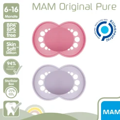 MAM Beruhigungssauger Original matt plain Silikon 6-16 Monate /lila* Schnuller