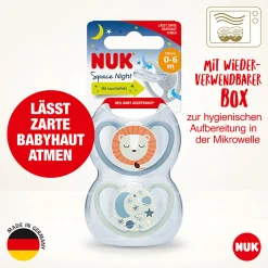NUK Beruhigungssauger Space Night 0-6 Monate Löwe* Schnuller