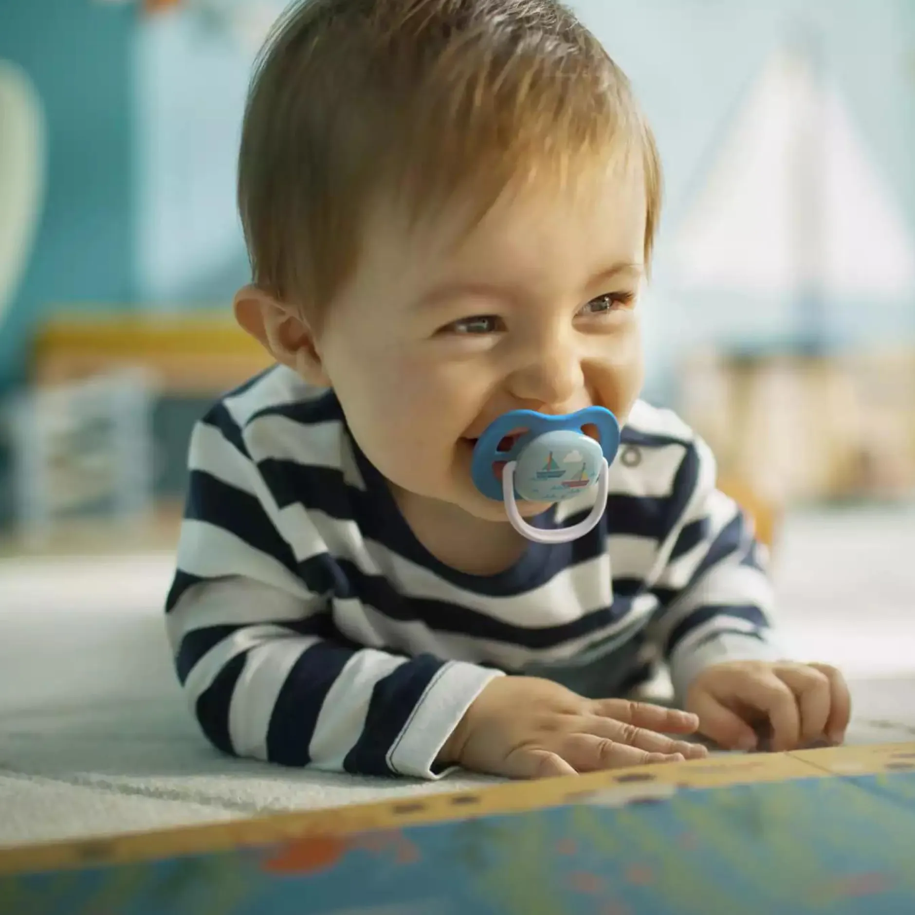 PHILIPS AVENT Beruhigungssauger Ultra Air 6-18 Monate Happy Boy - Papa Boat SCF080/03* Schnuller