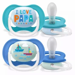 PHILIPS AVENT Beruhigungssauger Ultra Air 6-18 Monate Happy Boy - Papa Boat SCF080/03* Schnuller