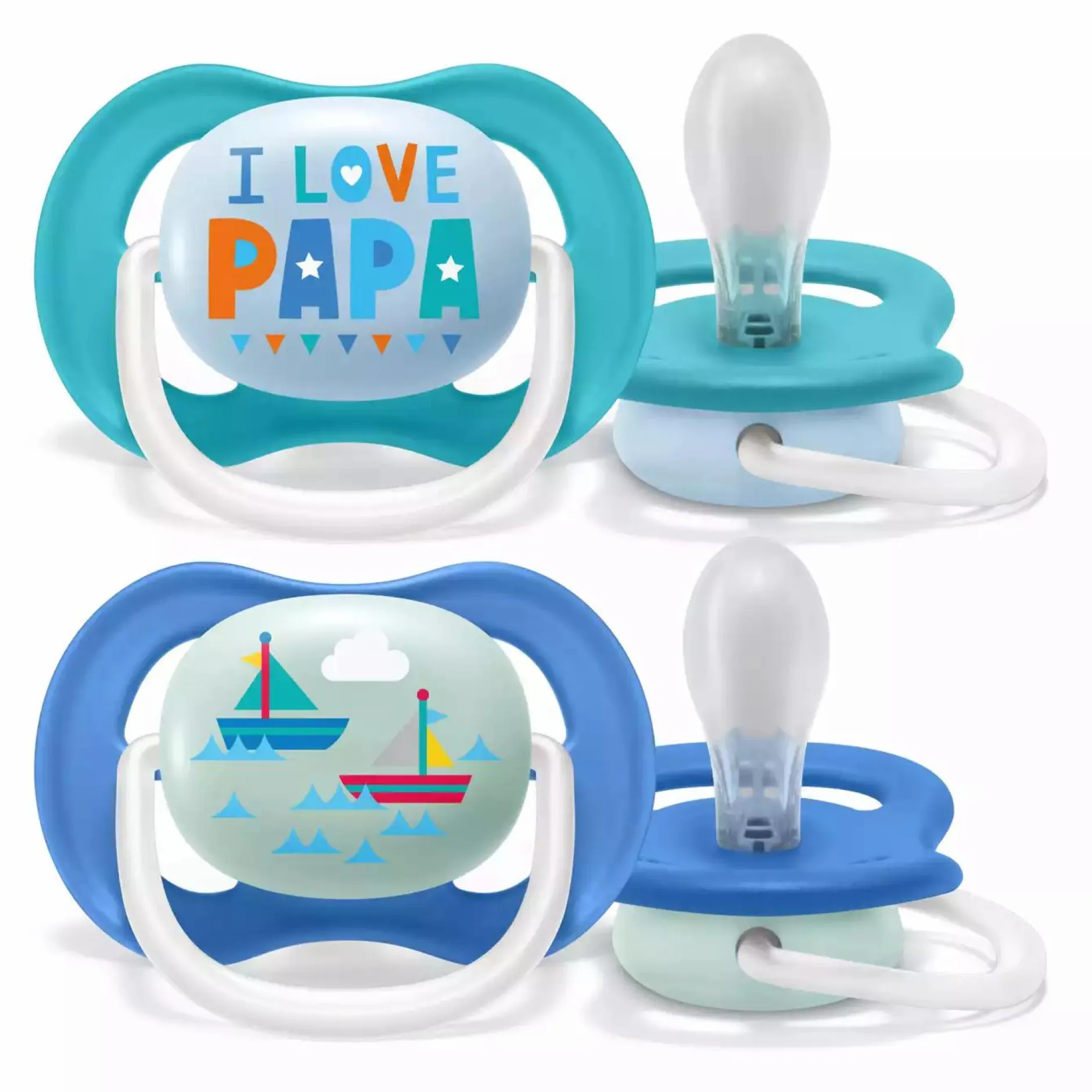 PHILIPS AVENT Beruhigungssauger Ultra Air 6-18 Monate Happy Boy - Papa Boat SCF080/03* Schnuller