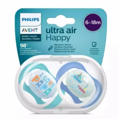 PHILIPS AVENT Beruhigungssauger Ultra Air 6-18 Monate Happy Boy - Papa Boat SCF080/03* Schnuller