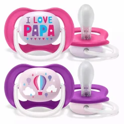 PHILIPS AVENT Beruhigungssauger Ultra Air 6-18 Monate Happy Girl - Papa Ballon SCF080/04* Schnuller