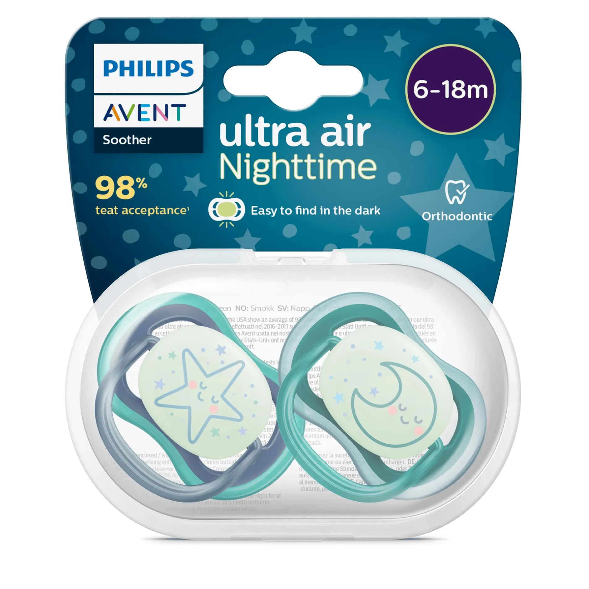PHILIPS AVENT Beruhigungssauger Ultra Air Nighttime 6-18 Monate SCF376/13* Schnuller