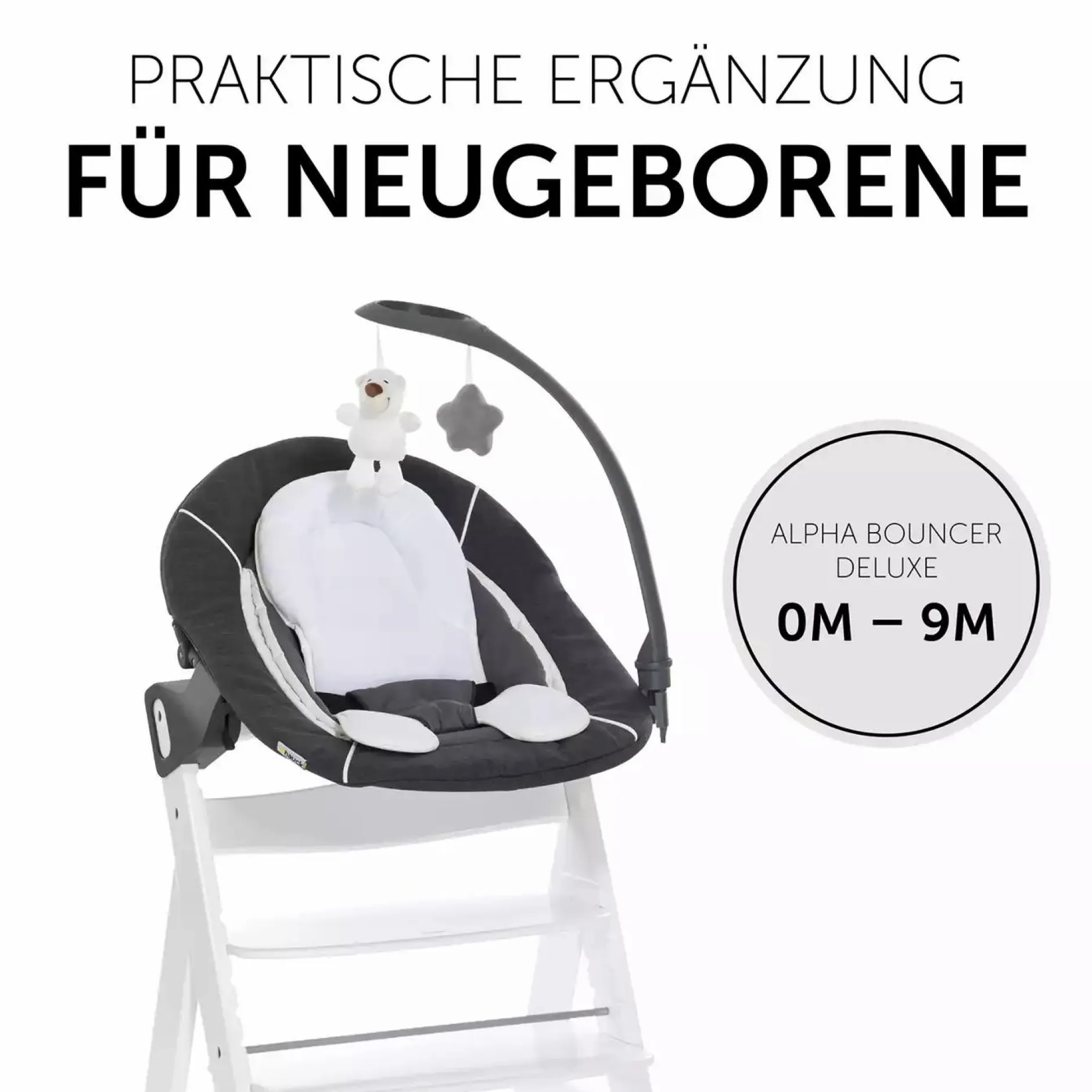 hauck Beta Newborn Set - White Melange Charcoal* Treppenhochstühle