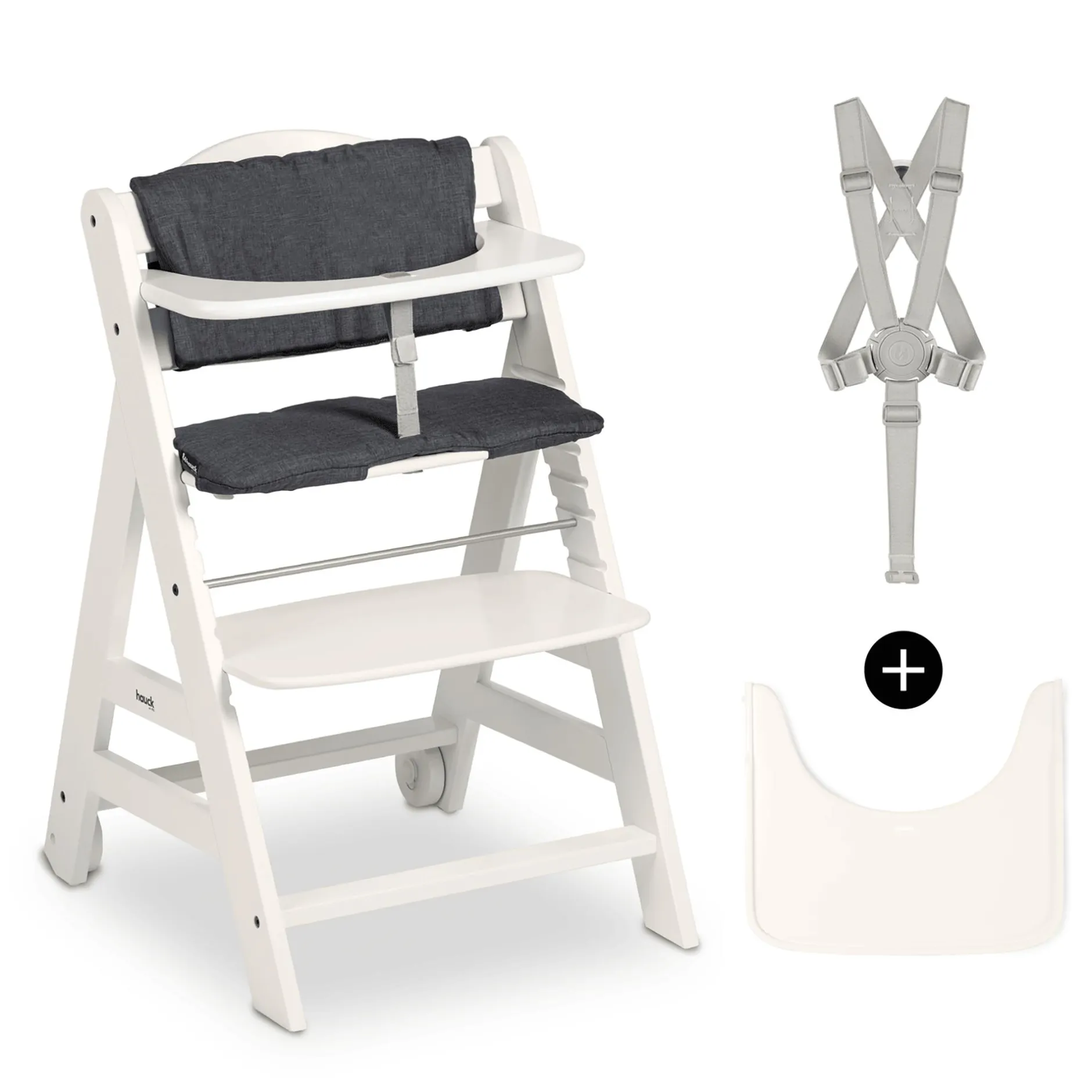 hauck Beta+ White mit Sitzauflage Anthrazit* Treppenhochstühle