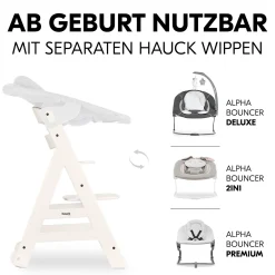 hauck Beta+ White mit Sitzauflage Anthrazit* Treppenhochstühle
