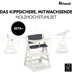 hauck Beta+ White mit Sitzauflage Anthrazit* Treppenhochstühle