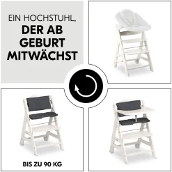 hauck Beta+ White mit Sitzauflage Anthrazit* Treppenhochstühle