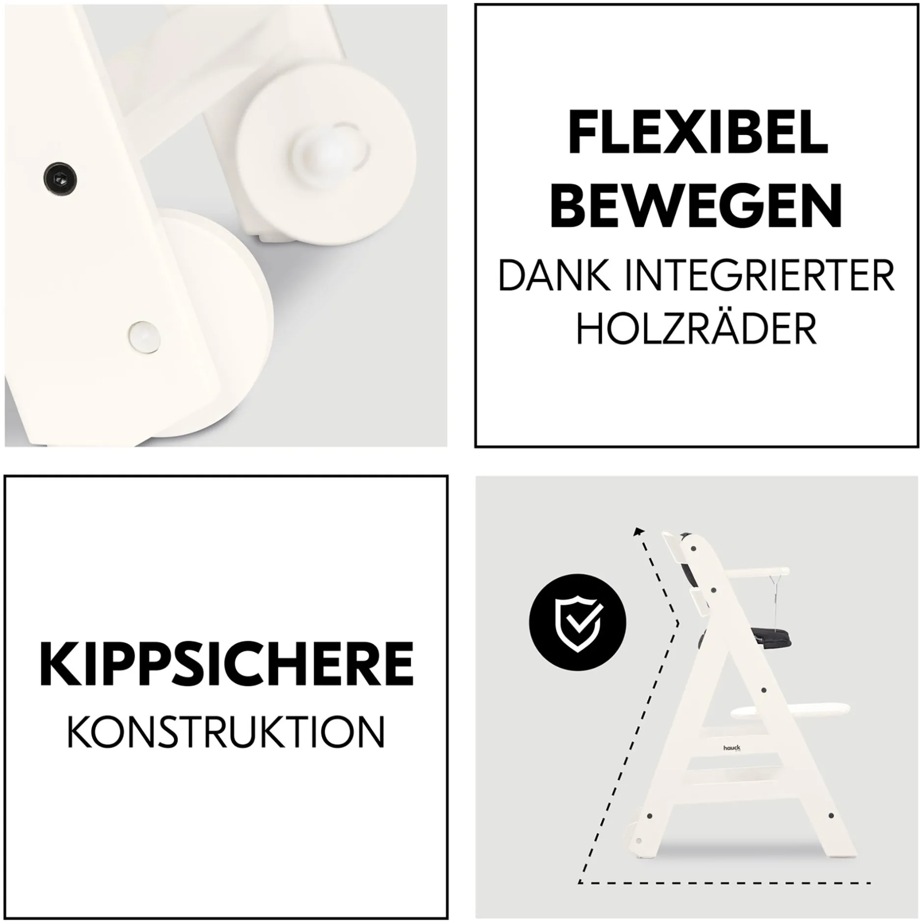 hauck Beta+ White mit Sitzauflage Anthrazit* Treppenhochstühle