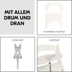 hauck Beta+ White mit Sitzauflage Anthrazit* Treppenhochstühle