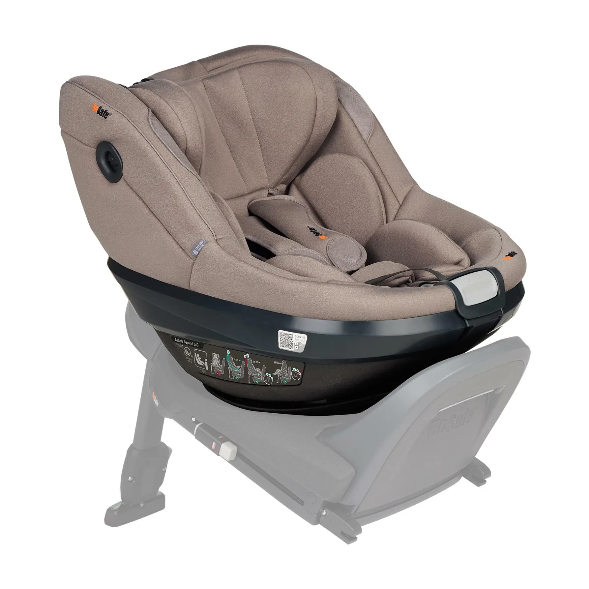 BeSafe Beyond² 360 Dark Sand Soft Breeze*Kinder Reboarder 0-18 Kg, Gruppe 0+/1