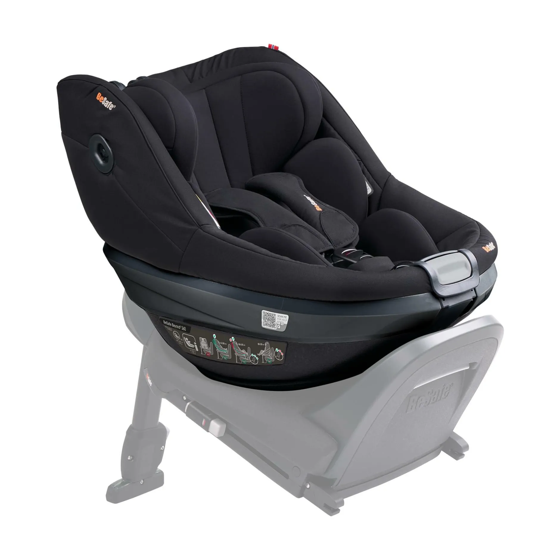 BeSafe Beyond² 360 Fresh Black Cab*Kinder Reboarder 0-18 Kg, Gruppe 0+/1