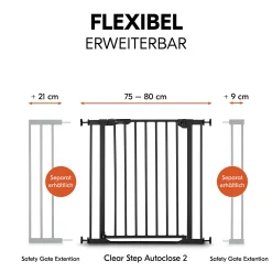 hauck Clear Step Autoclose 2 Black 75-80 cm* Tür- & Treppenschutzgitter