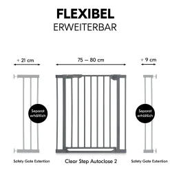 hauck Clear Step Autoclose 2 Dark Grey 75-80 cm* Tür- & Treppenschutzgitter