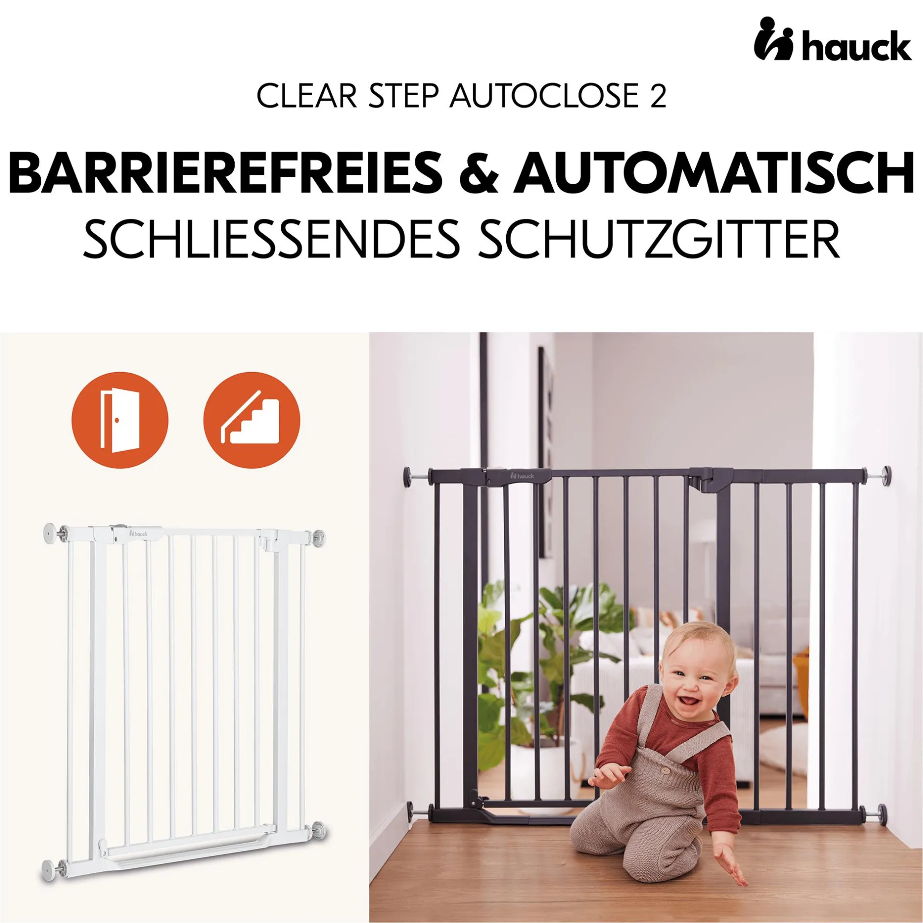 hauck Clear Step Autoclose 2 White 75-80 cm* Tür- & Treppenschutzgitter