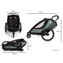 hamax Cocoon Zweisitzer Green/Black* Fahrradanhänger