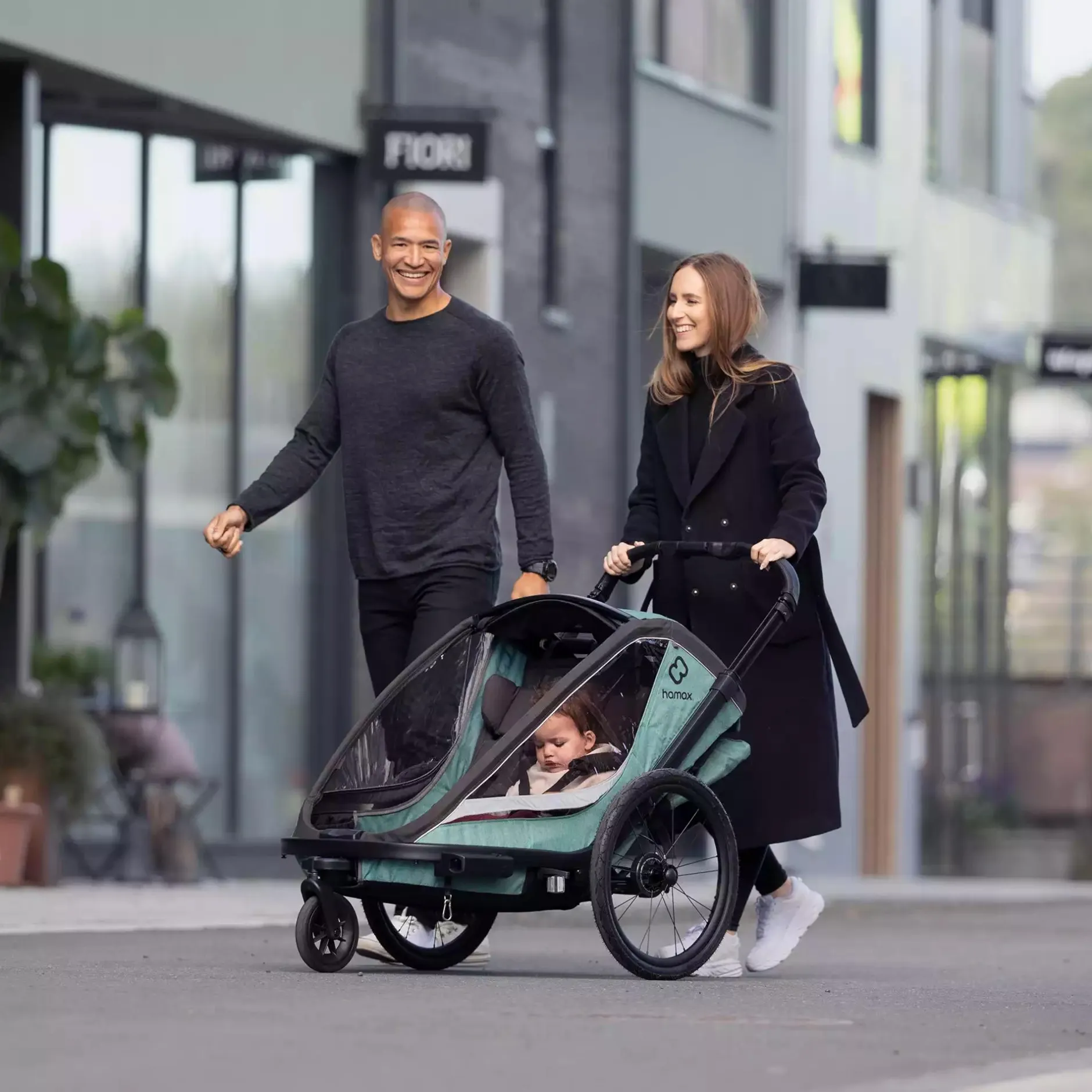 hamax Cocoon Zweisitzer Green/Black* Fahrradanhänger