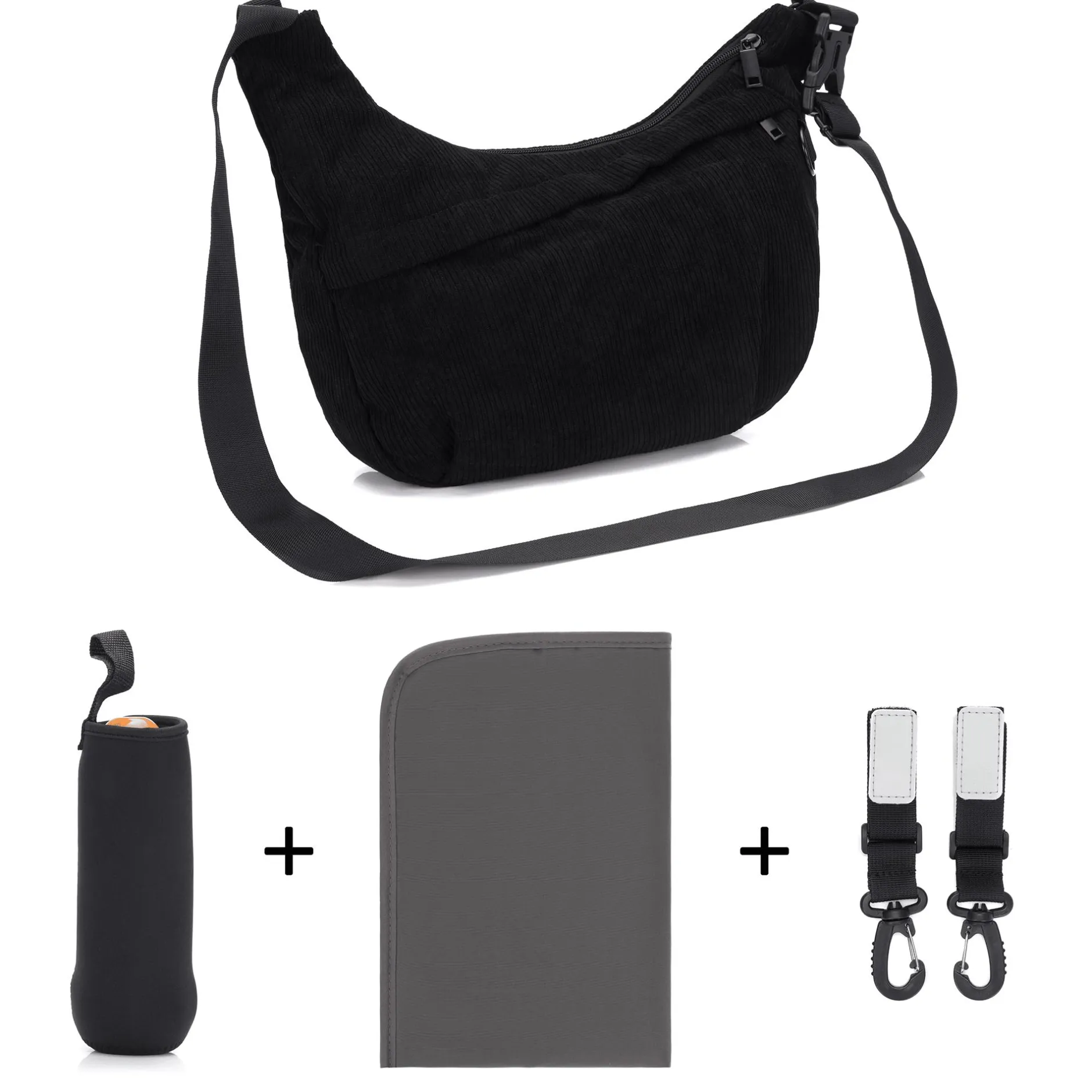 LITTLE ONE Daybag Cordy Black* Wickeltaschen