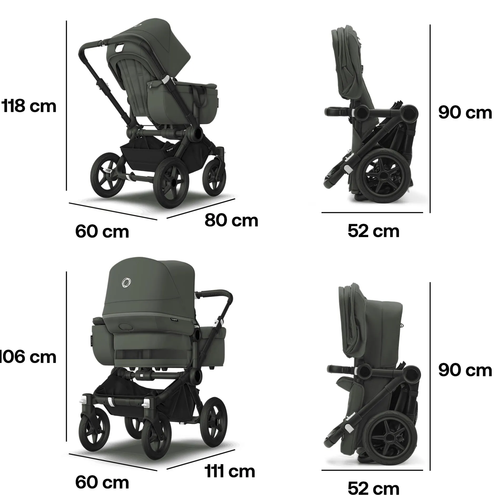 bugaboo Donkey 5 Mono-Kinderwagen, erweiterbar, Forest Green*Kinder Kombi-Kinderwagen