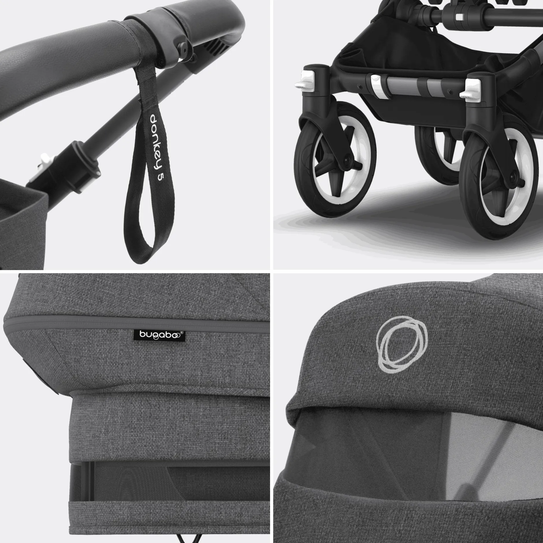 bugaboo Donkey 5 Mono-Kinderwagen, erweiterbar, Grey Melange*Kinder Kombi-Kinderwagen