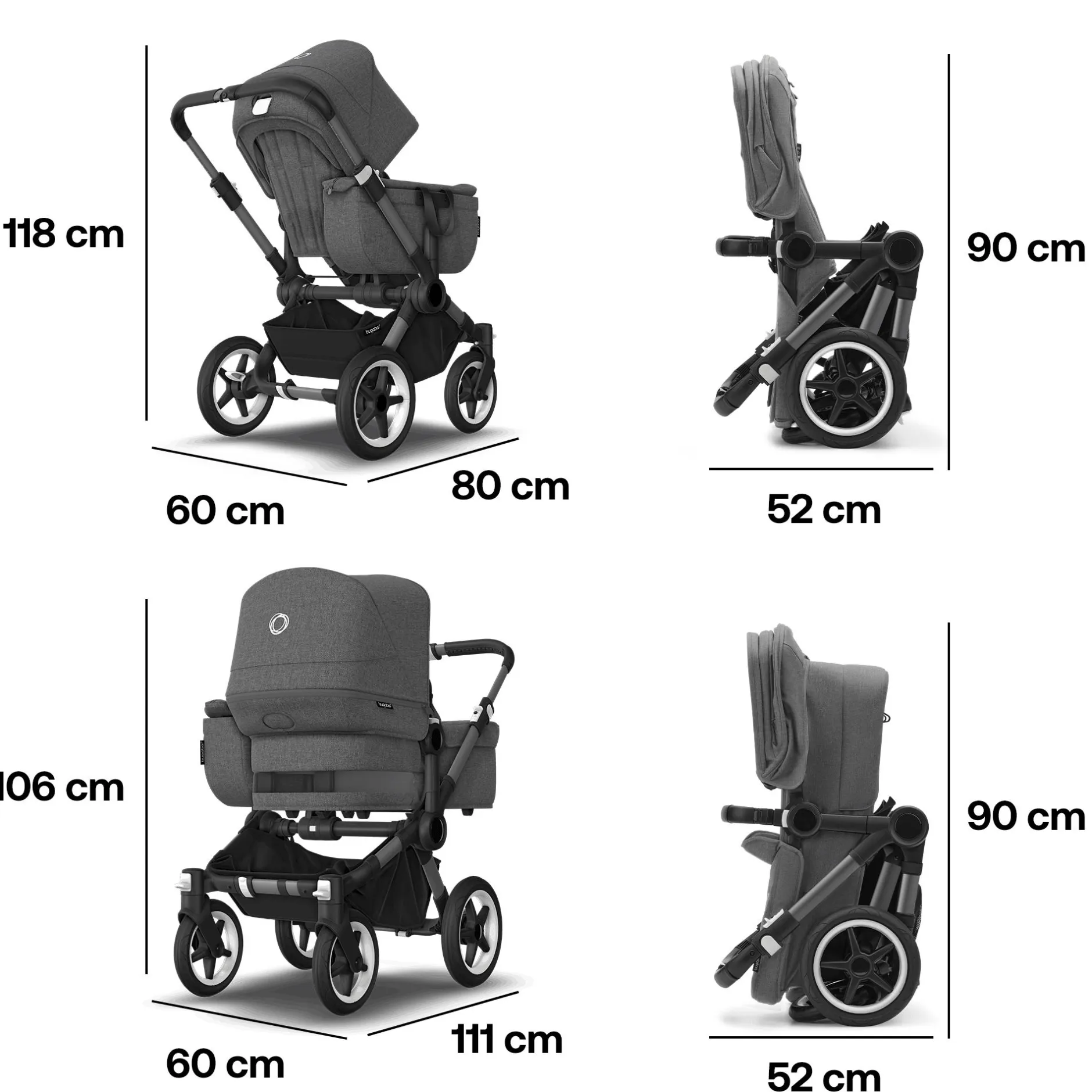 bugaboo Donkey 5 Mono-Kinderwagen, erweiterbar, Grey Melange*Kinder Kombi-Kinderwagen