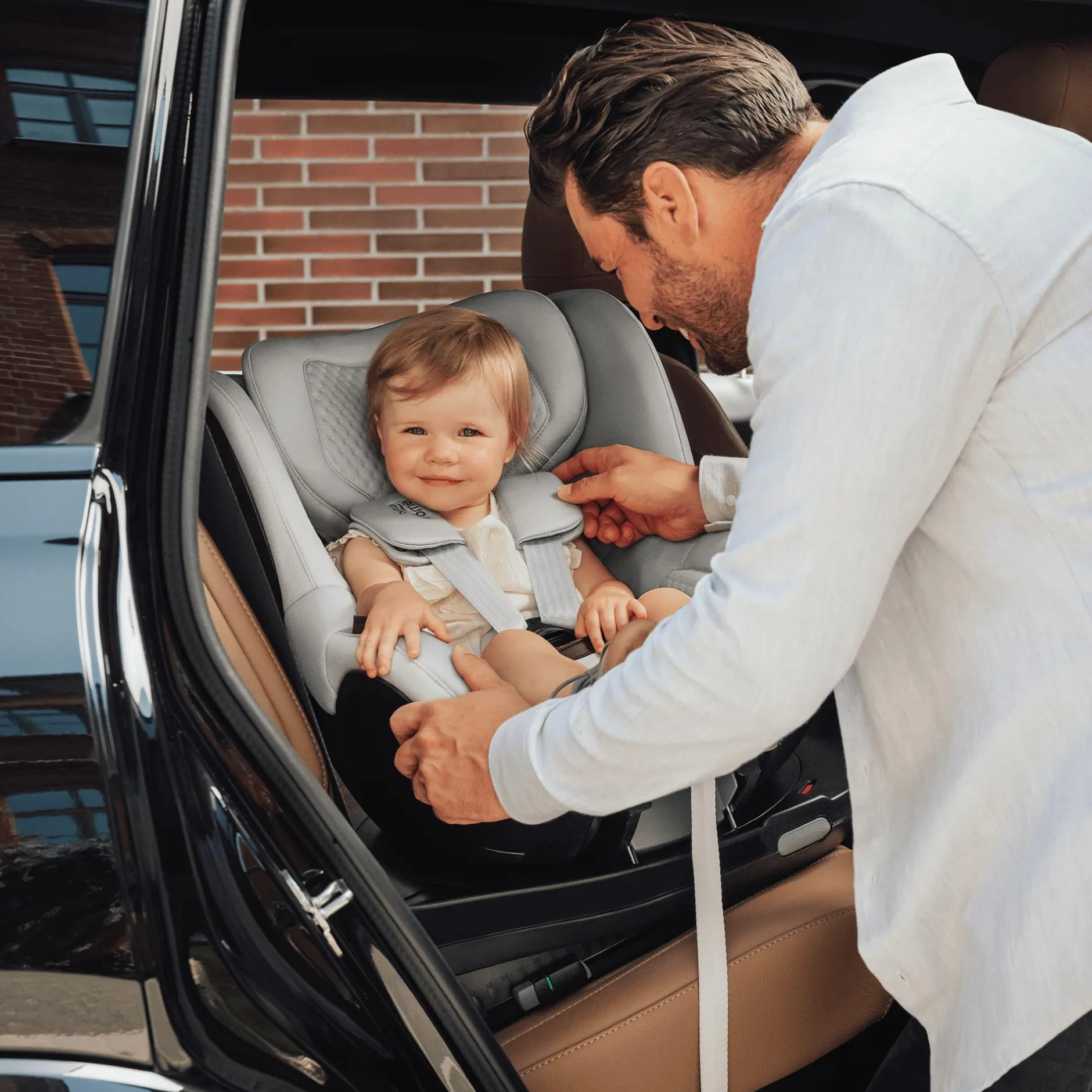 Britax Diamond DUALFIX 5Z Lux Linen Grey Diamond*Kinder Reboarder 0-18 Kg, Gruppe 0+/1