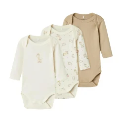 name it 3er Pack Langarmbodys Giraffe* Bodys