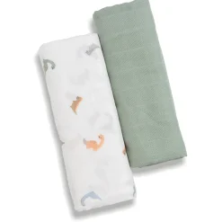 LITTLE ONE 2er Set Pucktücher Dino 120 x 120 cm* Spucktücher|Spucktücher