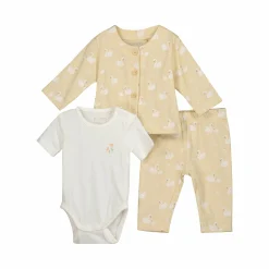 blue seven 3er-Set Kurzarmbody, Hose und Jacke Schwan* Hosen|Bodys
