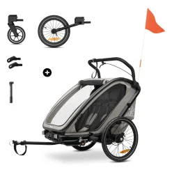 hauck Fahrradanhänger Bike n Walk Duo Light Grey* Fahrradanhänger