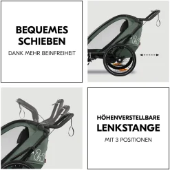 hauck Fahrradanhänger Bike n Walk Duo Dark Green* Fahrradanhänger