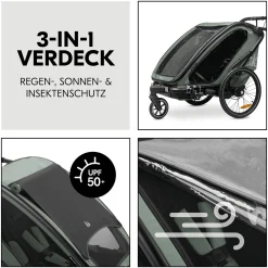 hauck Fahrradanhänger Bike n Walk Duo Dark Green* Fahrradanhänger