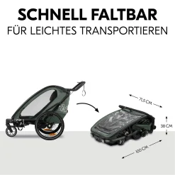 hauck Fahrradanhänger Bike n Walk Duo Dark Green* Fahrradanhänger