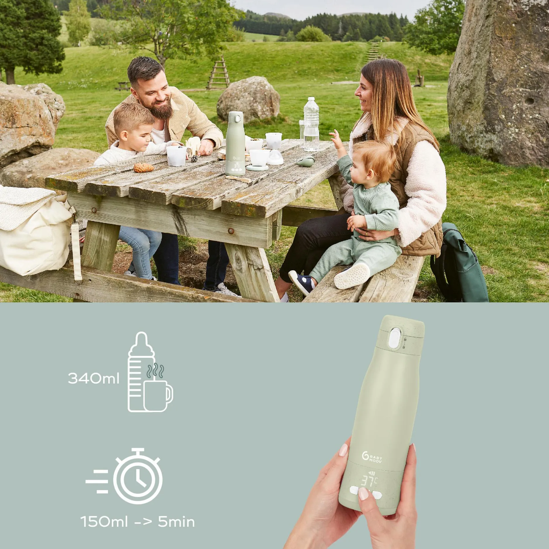 babymoov Flaschenwärmer Moov & Feed Sage Green* Babykostwärmer