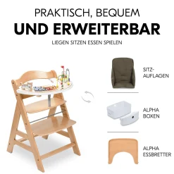 hauck Hochstuhl mit Newborn Set Alpha Premium Nature Grey* Treppenhochstühle