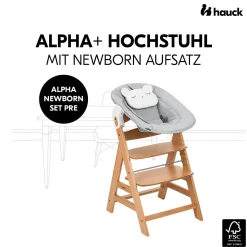hauck Hochstuhl mit Newborn Set Alpha Premium Nature Grey* Treppenhochstühle