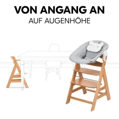 hauck Hochstuhl mit Newborn Set Alpha Premium Nature Grey* Treppenhochstühle