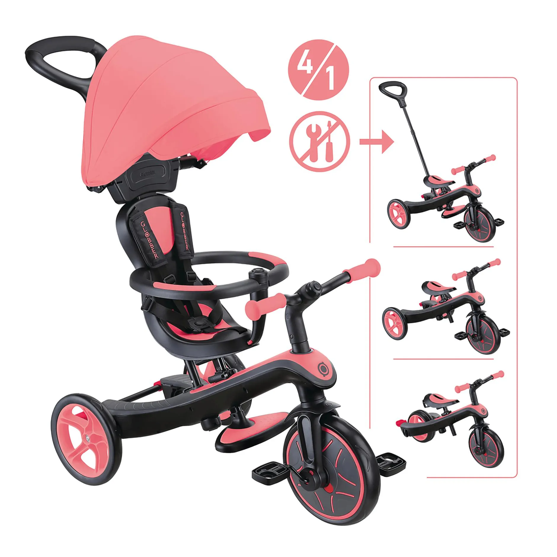 GLOBBER 4in1 Explorer Trike Coral Pink*Kinder Kinderfahrzeuge