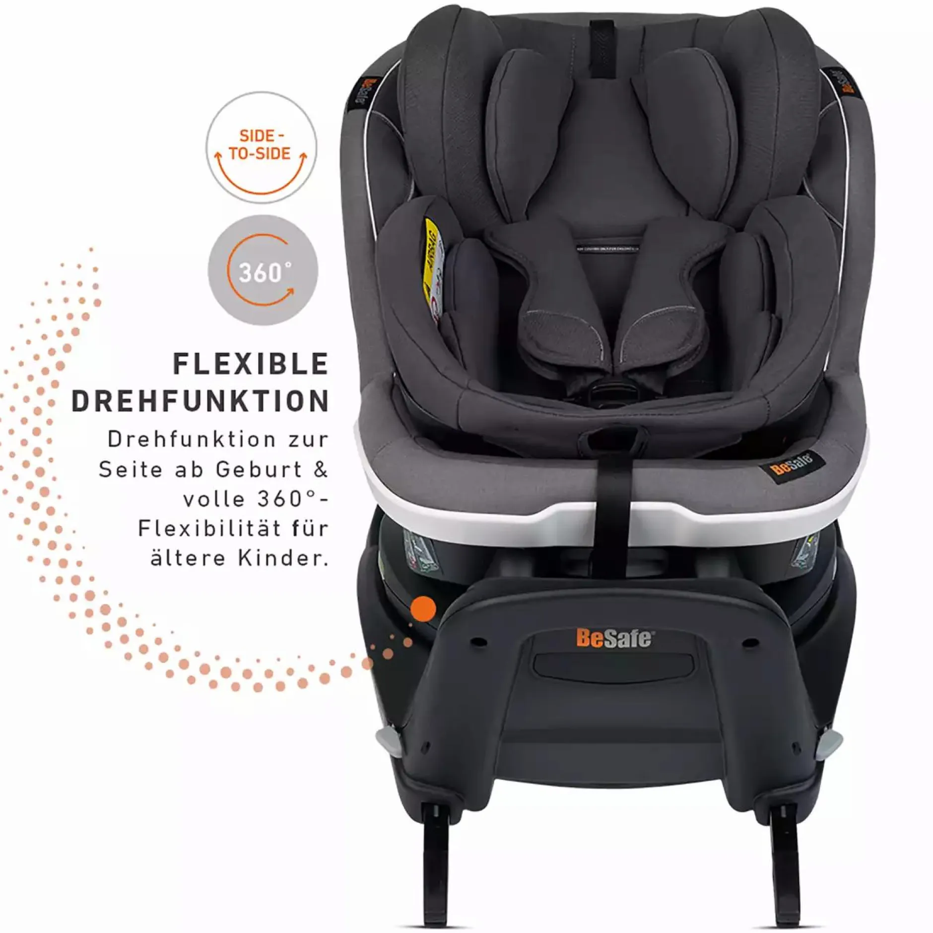 BeSafe iZi Turn B i-Size Metallic Mélange*Kinder Reboarder 0-18 Kg, Gruppe 0+/1